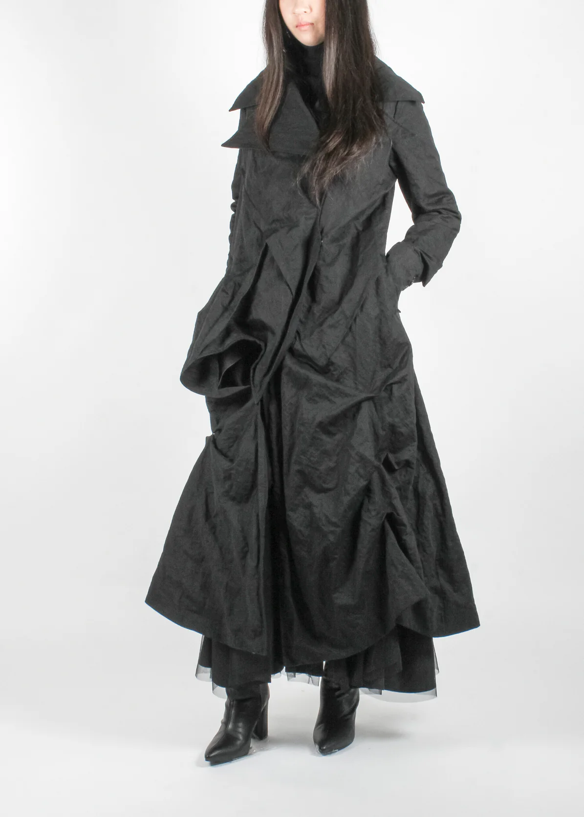 Angular Asymetrical Coat Black - Image 4