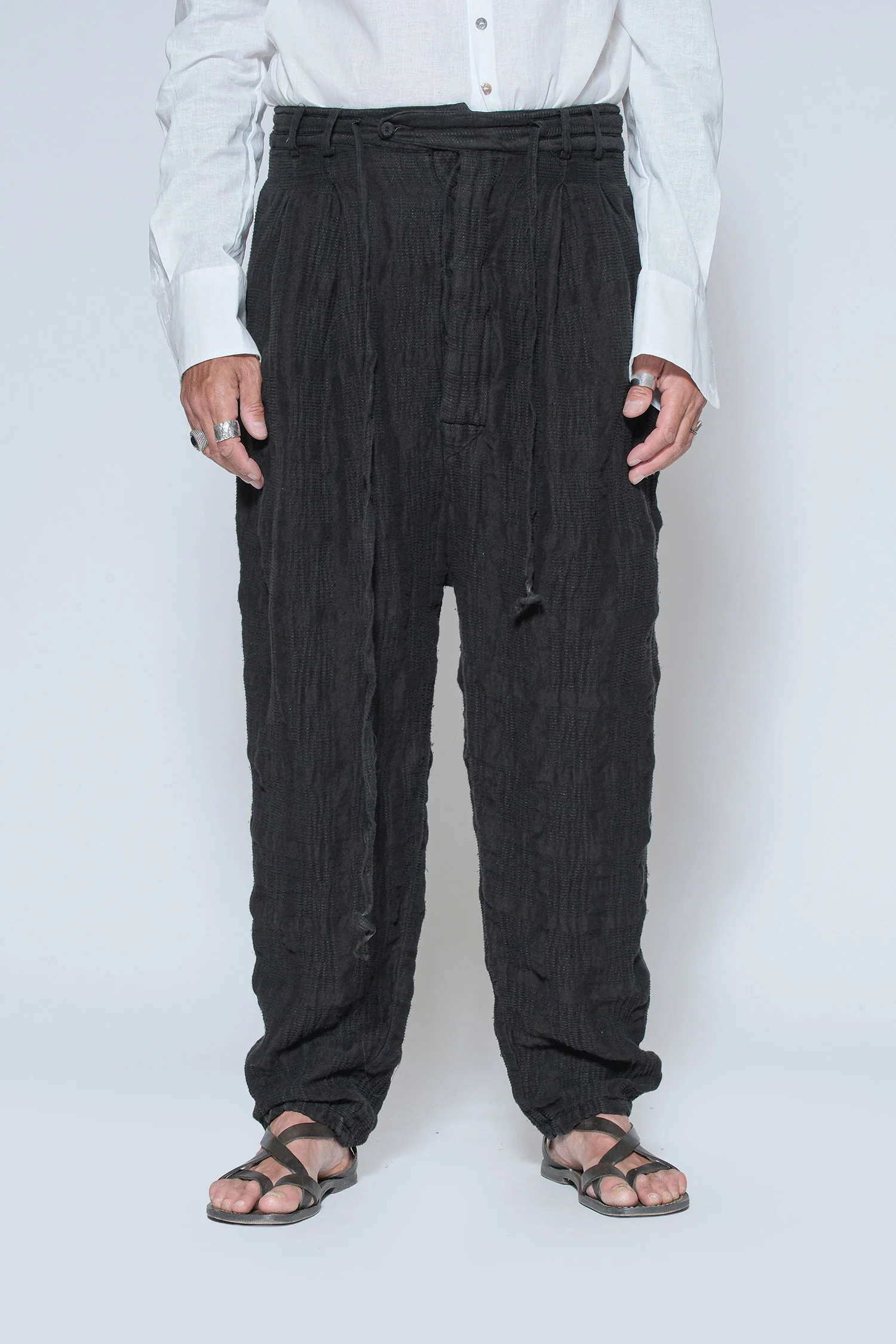 BS12 1742 Drawstring Trouser Black White