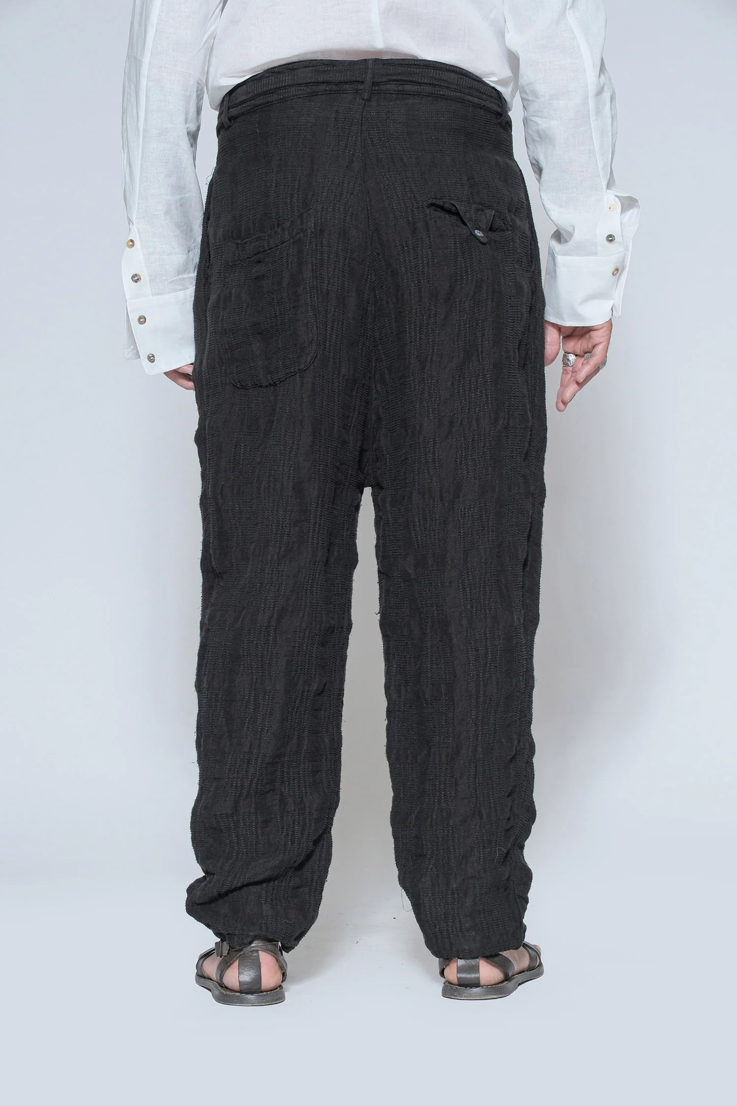 BS12 1742 Drawstring Trouser Black White - Image 2