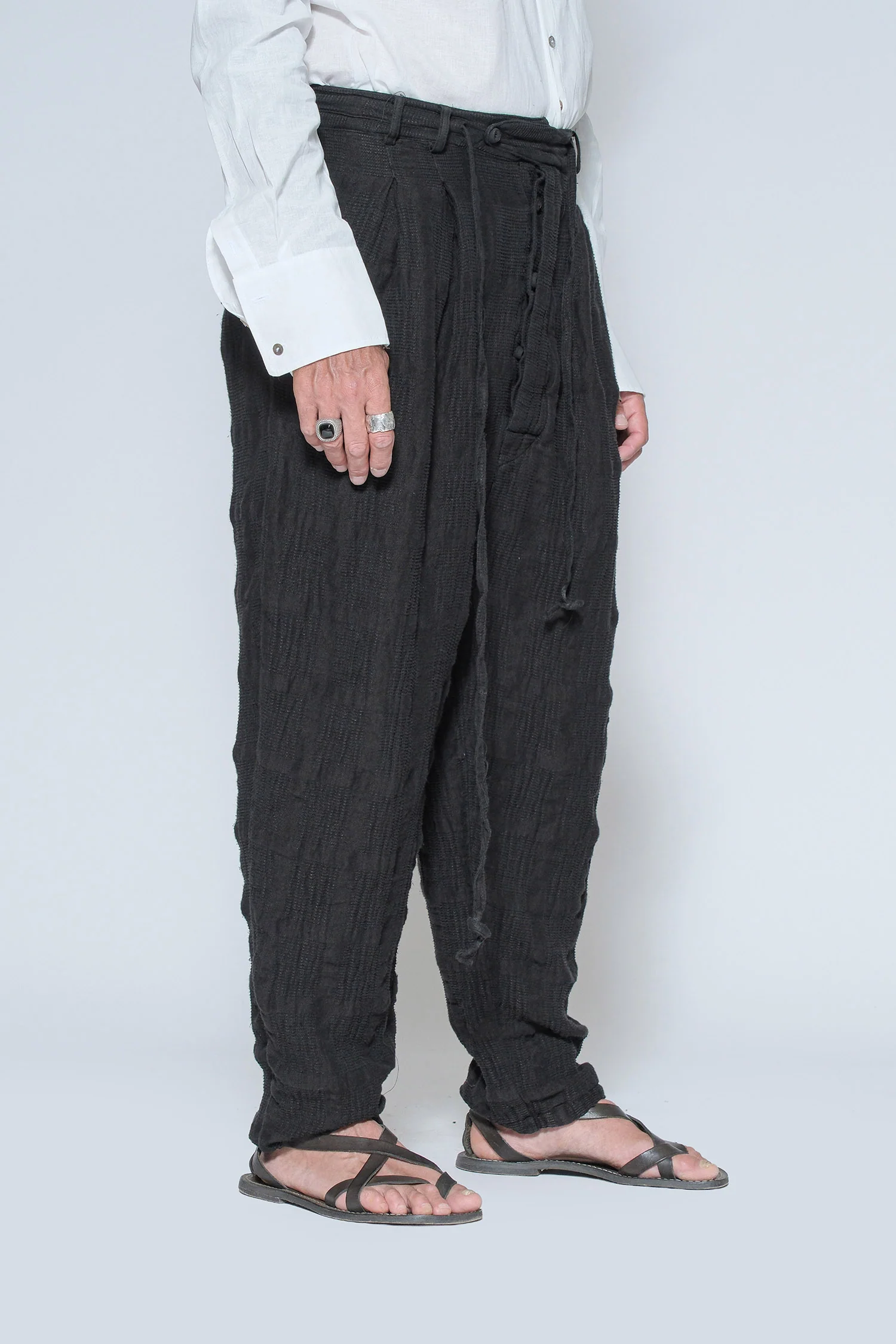 BS12 1742 Drawstring Trouser Black White - Image 3