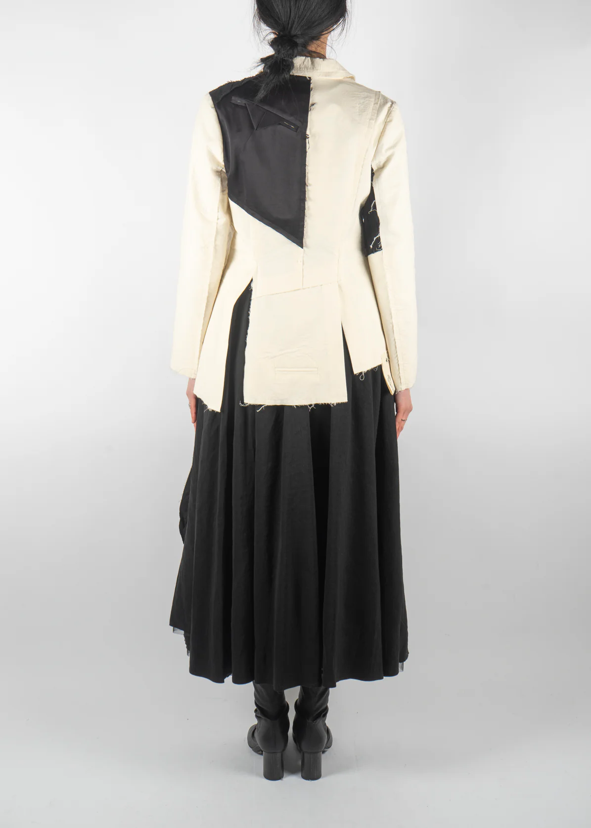 C445 Deconstructed Patch Blazer Black White - Image 3
