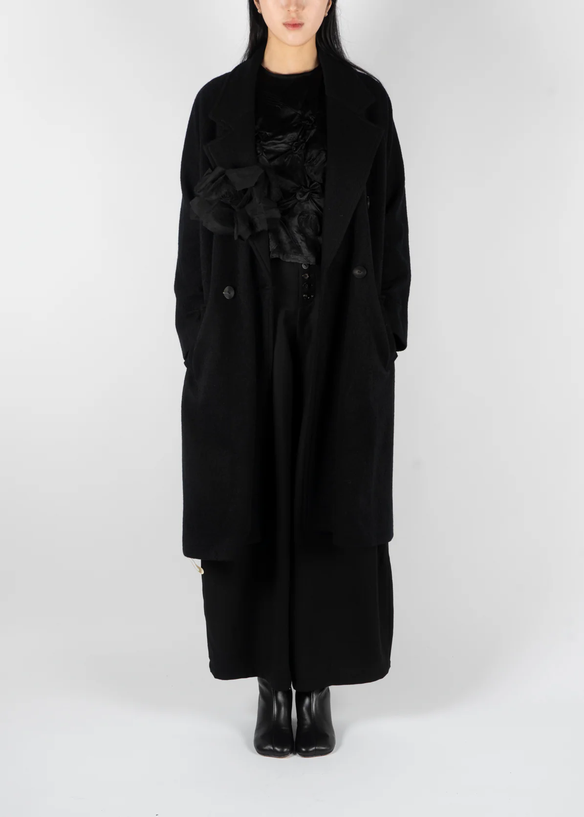 C462 Oversized Wool Coat Black - Image 4