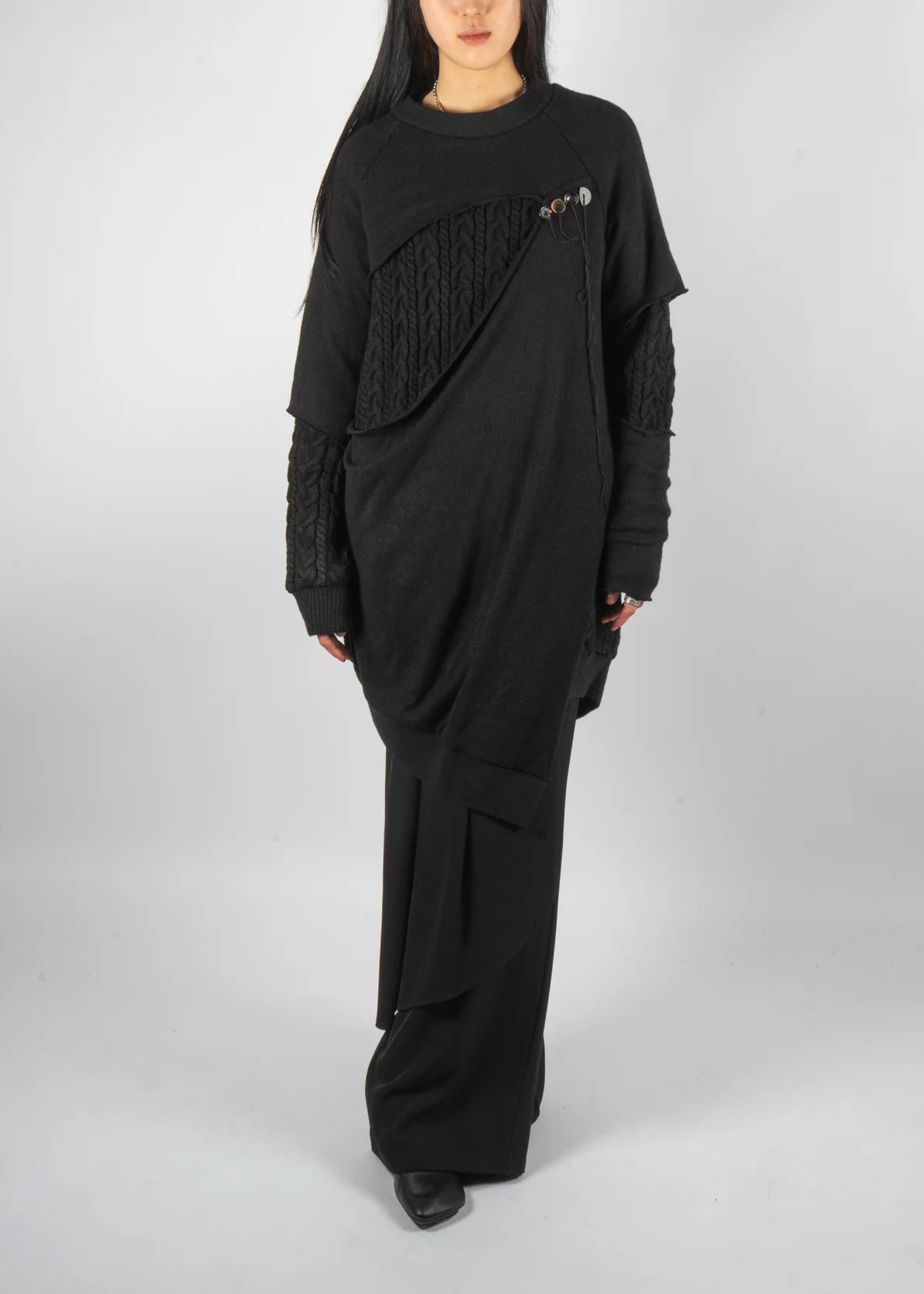 C531 Deconstructed Oversize Knit Black - Image 4