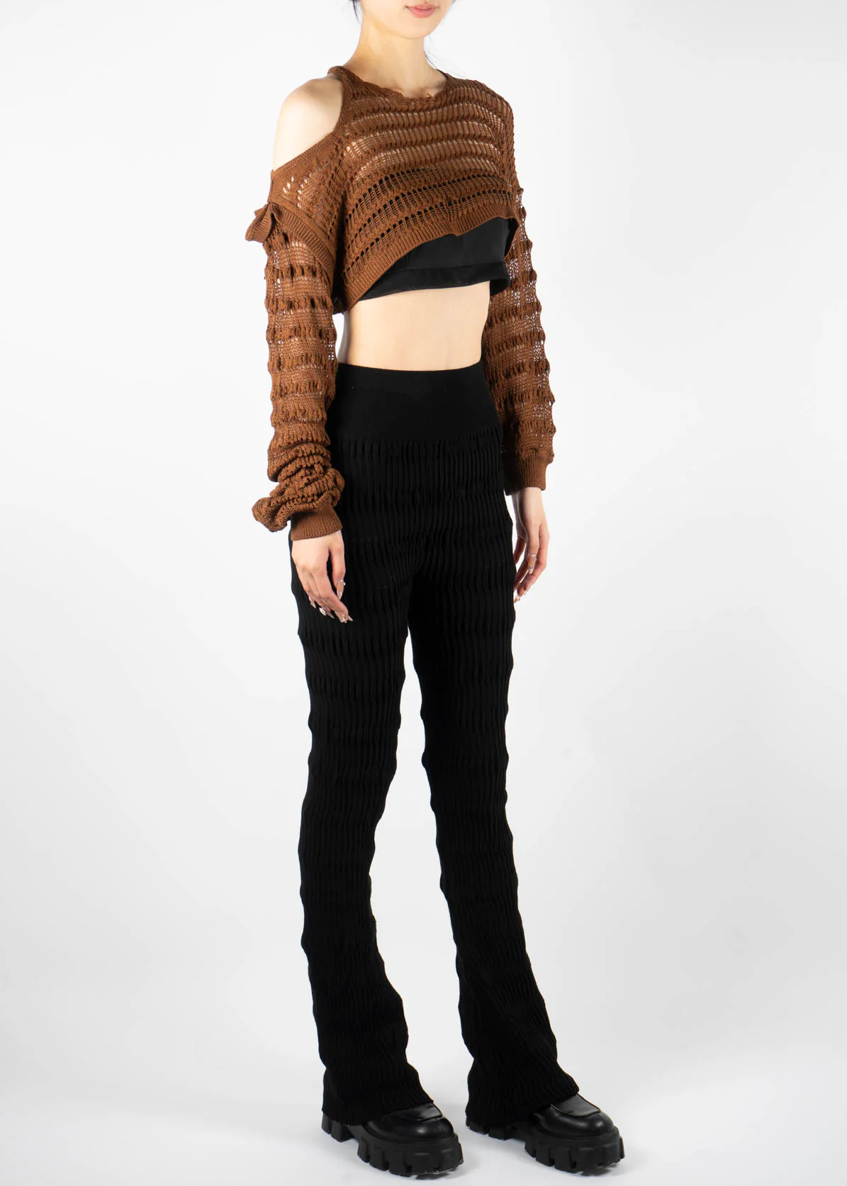 Irregular Loose Sweater Brown - Image 4