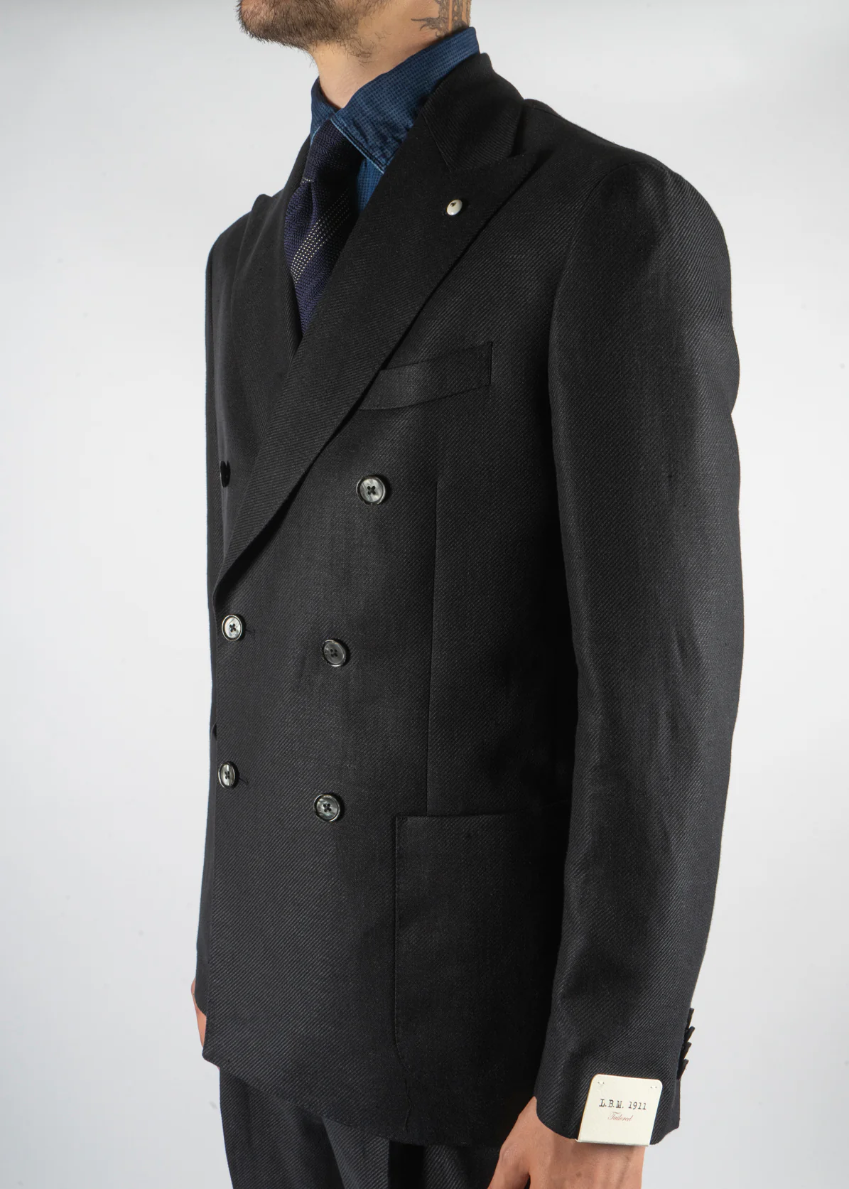 Double Breasted Tom Jacket Black Navy - Image 5