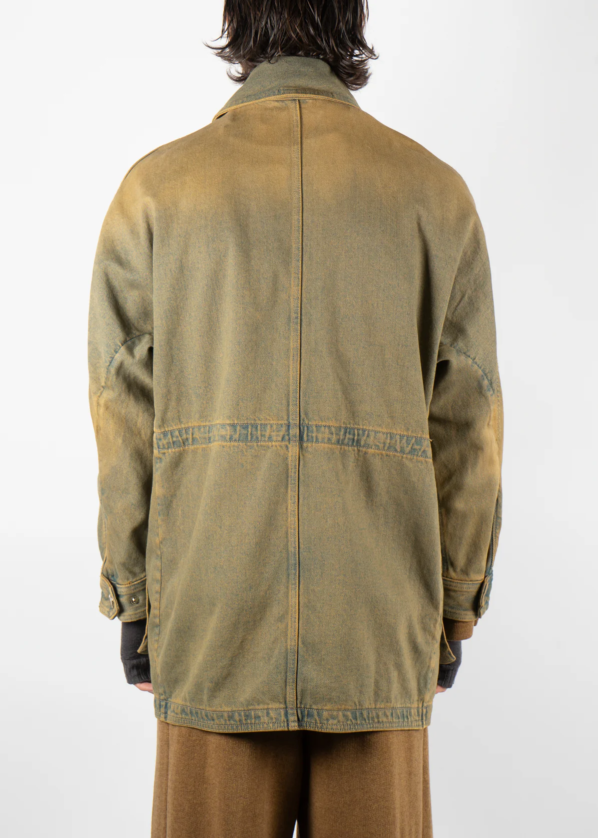 Drawstring Denim Jacket Khaki - Image 3