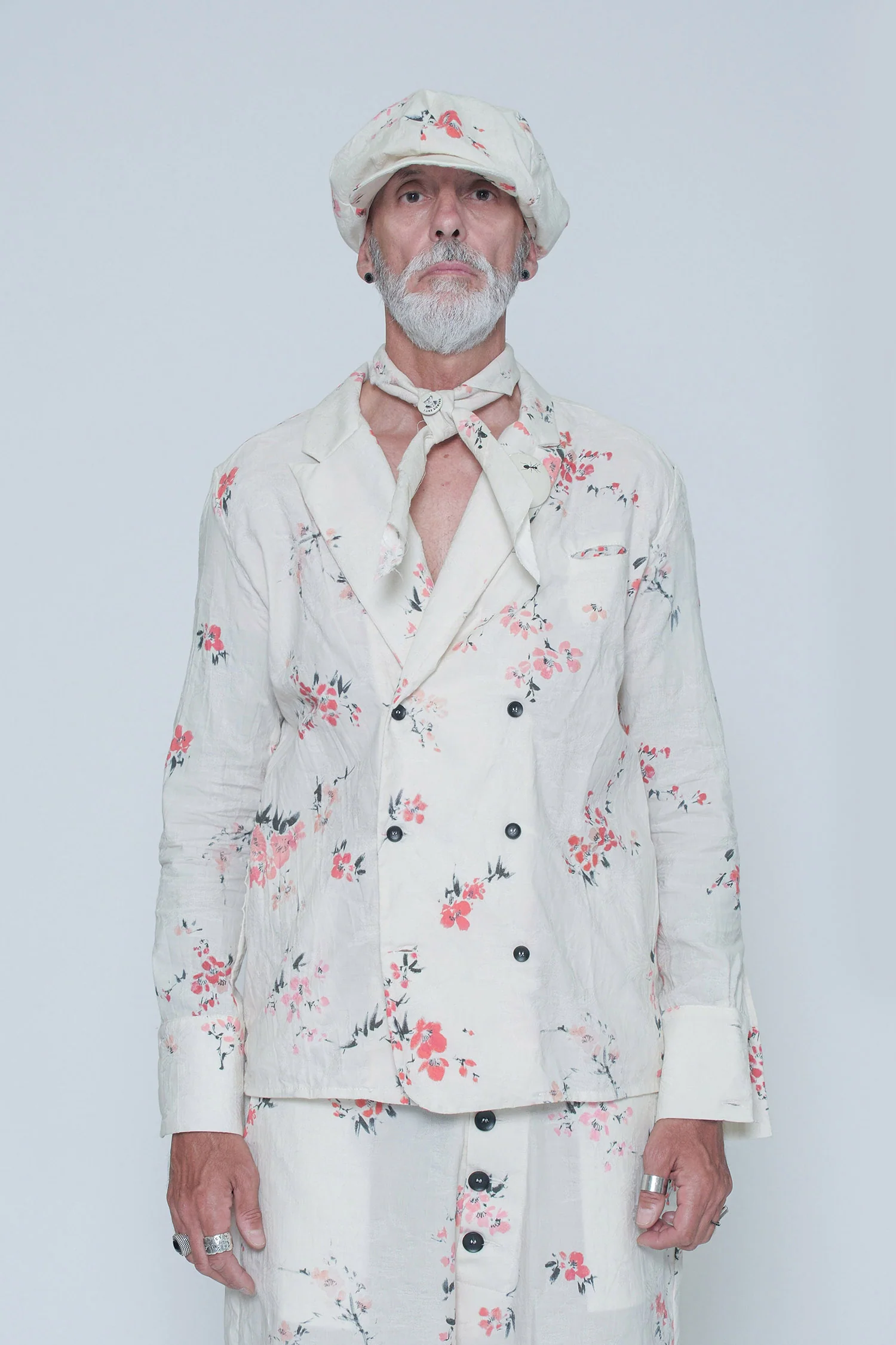 GS55 1743 Floral Shirt White
