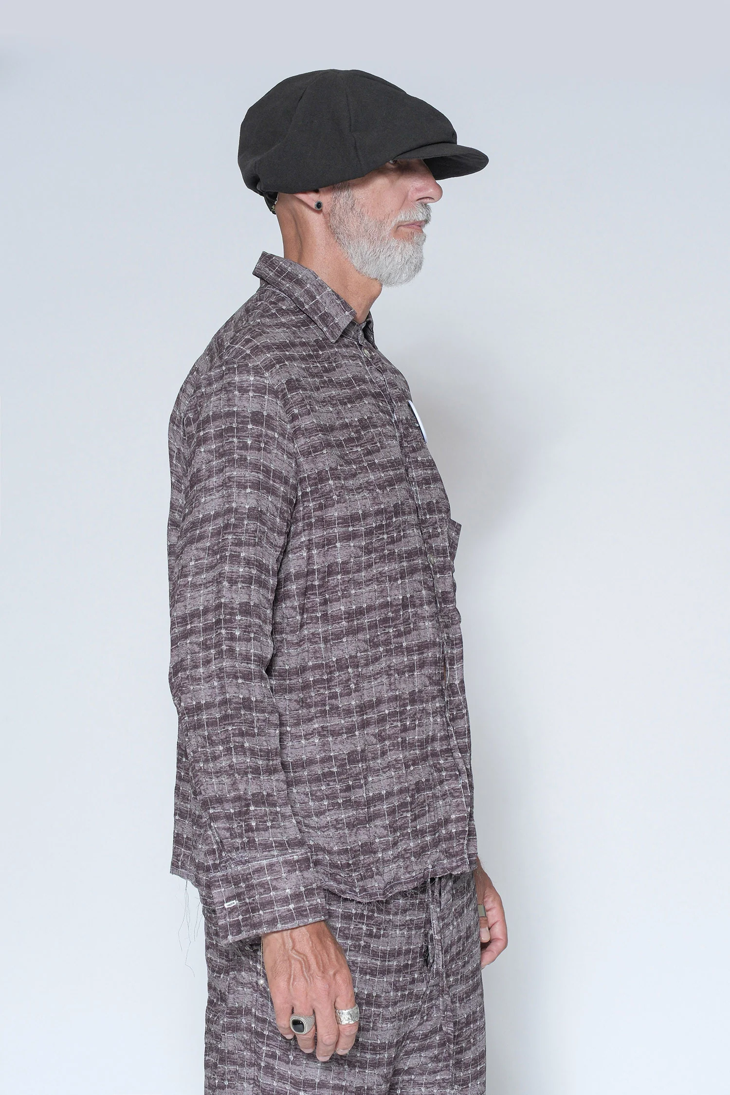 GS70 1751 Check Print Shirt Burgundy - Image 3