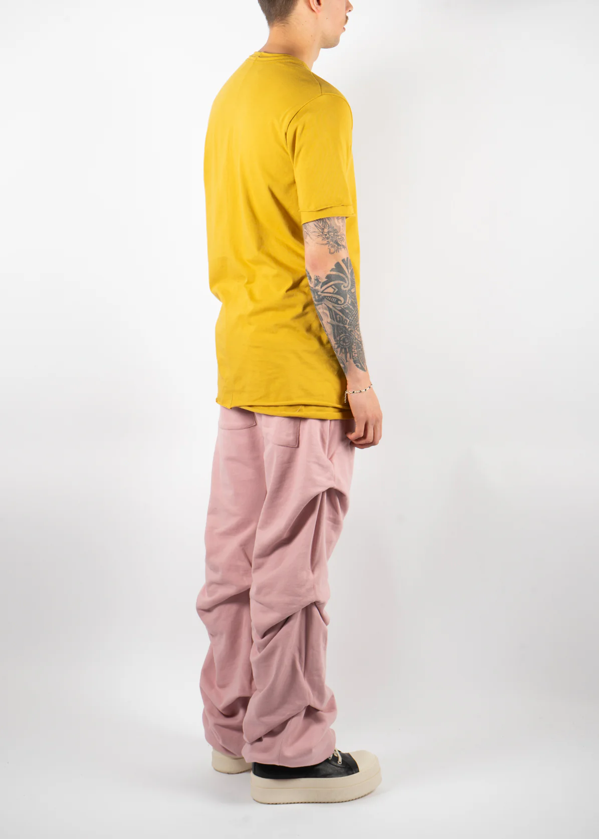 Layered V-Neck T-Shirt Yellow - Image 4