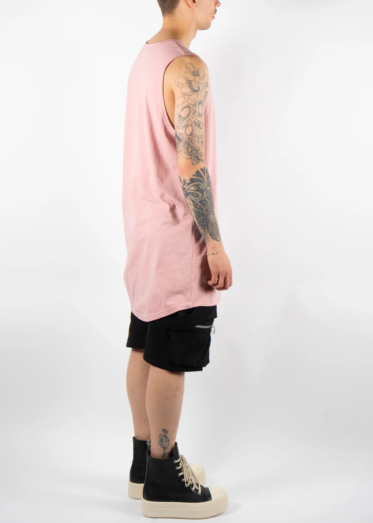 Long Sleeveless Tank Light Pink - Image 4