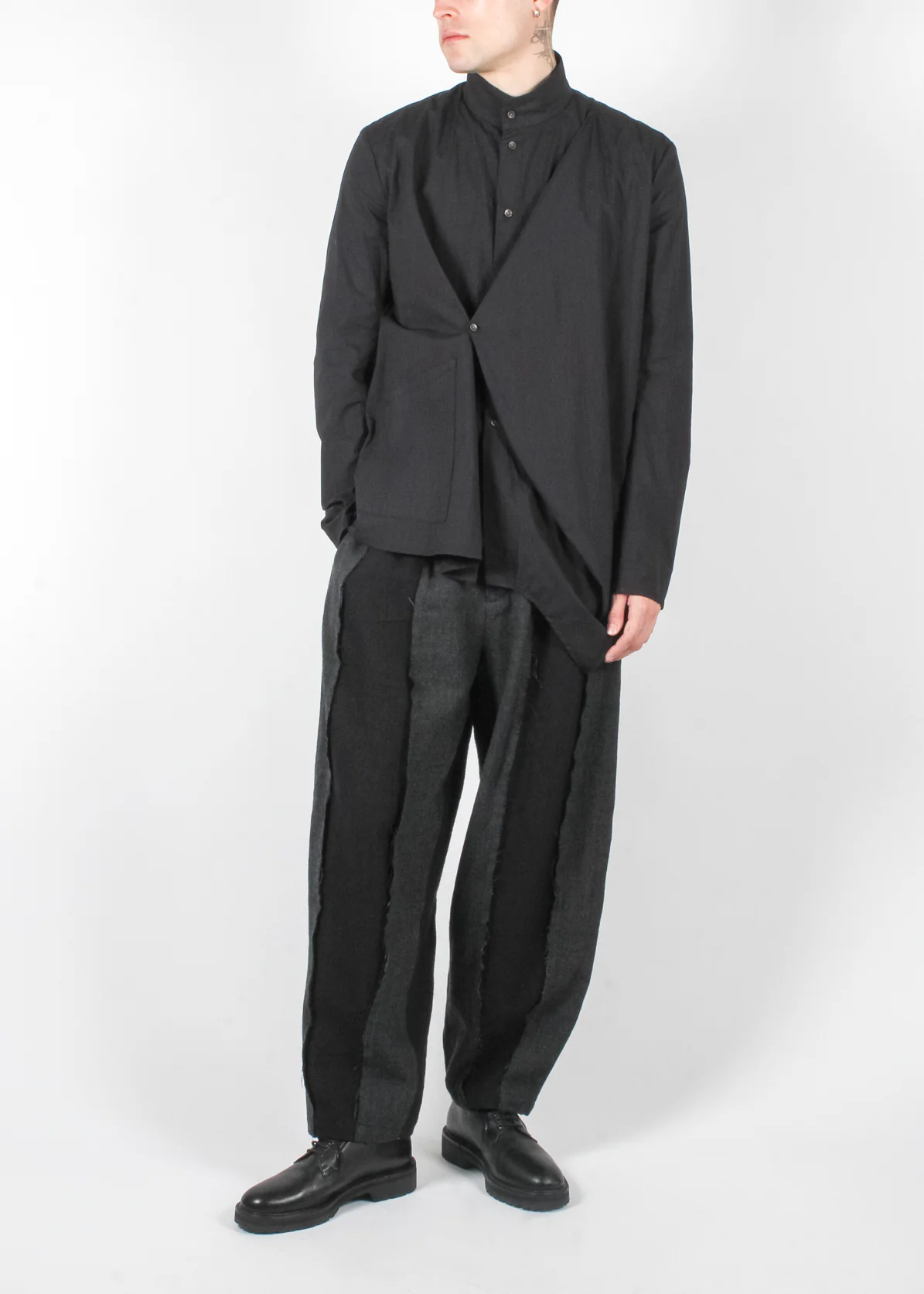 Mandarin Collar Shirt Black - Image 4