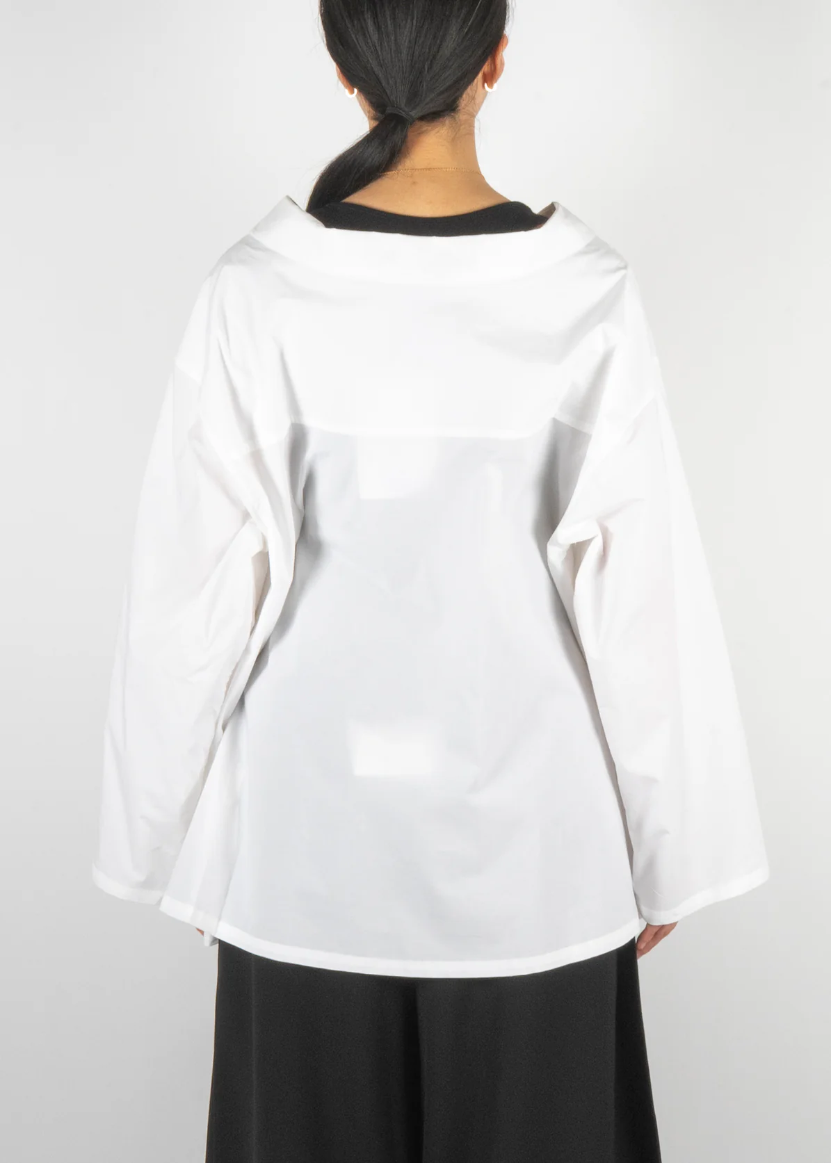 Oversized Spread Collar Shirt White - Image 3