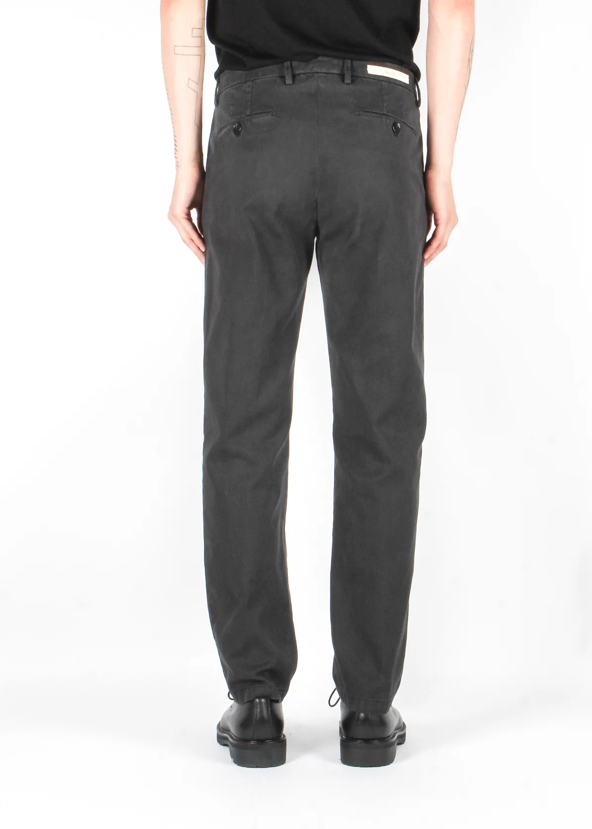 Platti Pleated Cotton Trouser Charcoal - Image 3