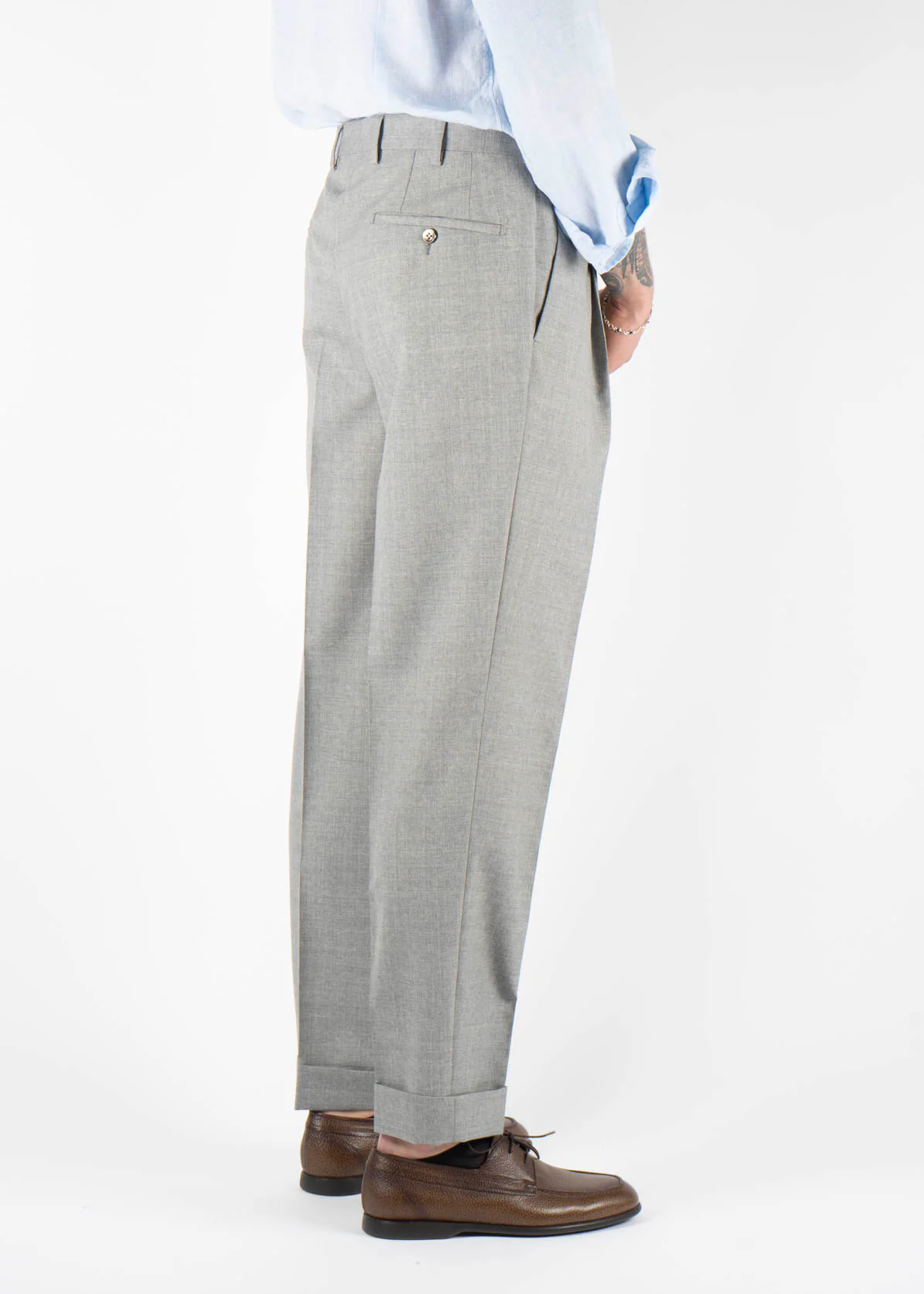 Pleated Wool Trouser Grey - Image 4