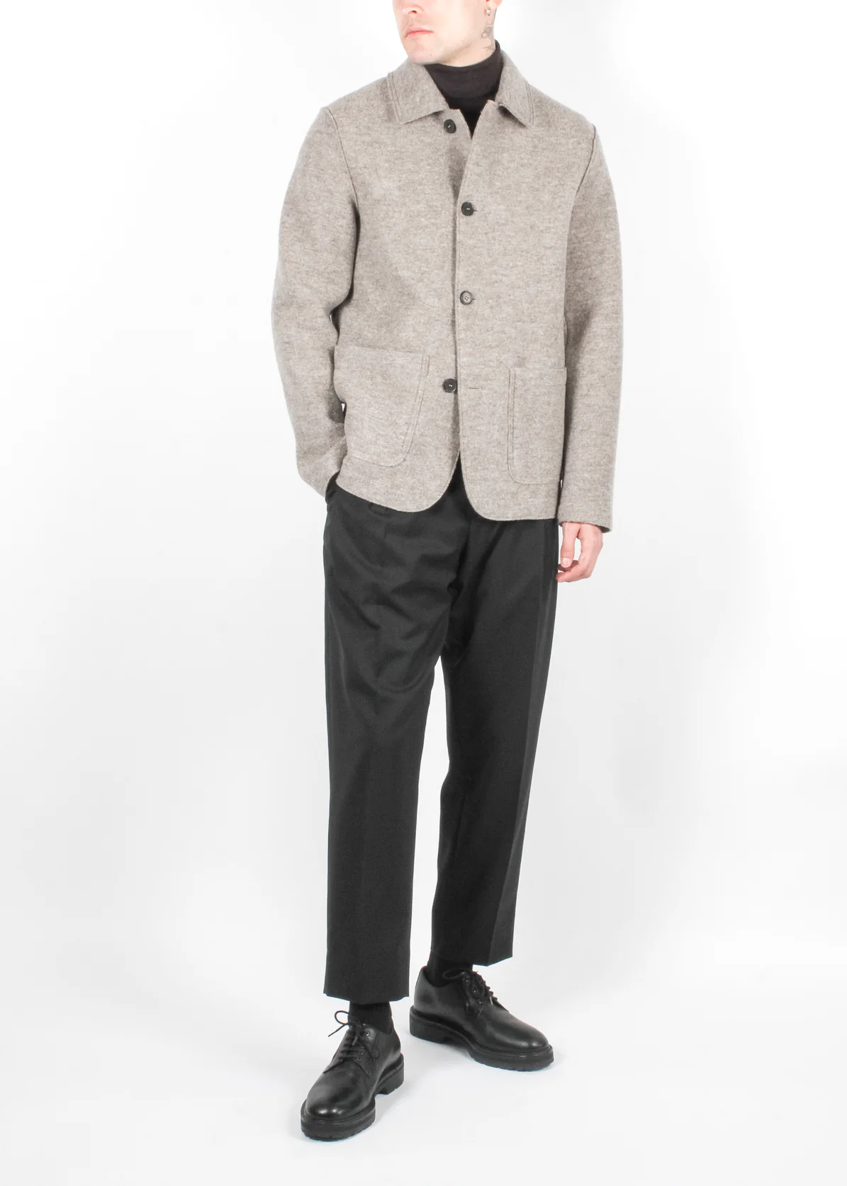 Pressed Wool Utility Jacket Natural Cashmere - Image 4