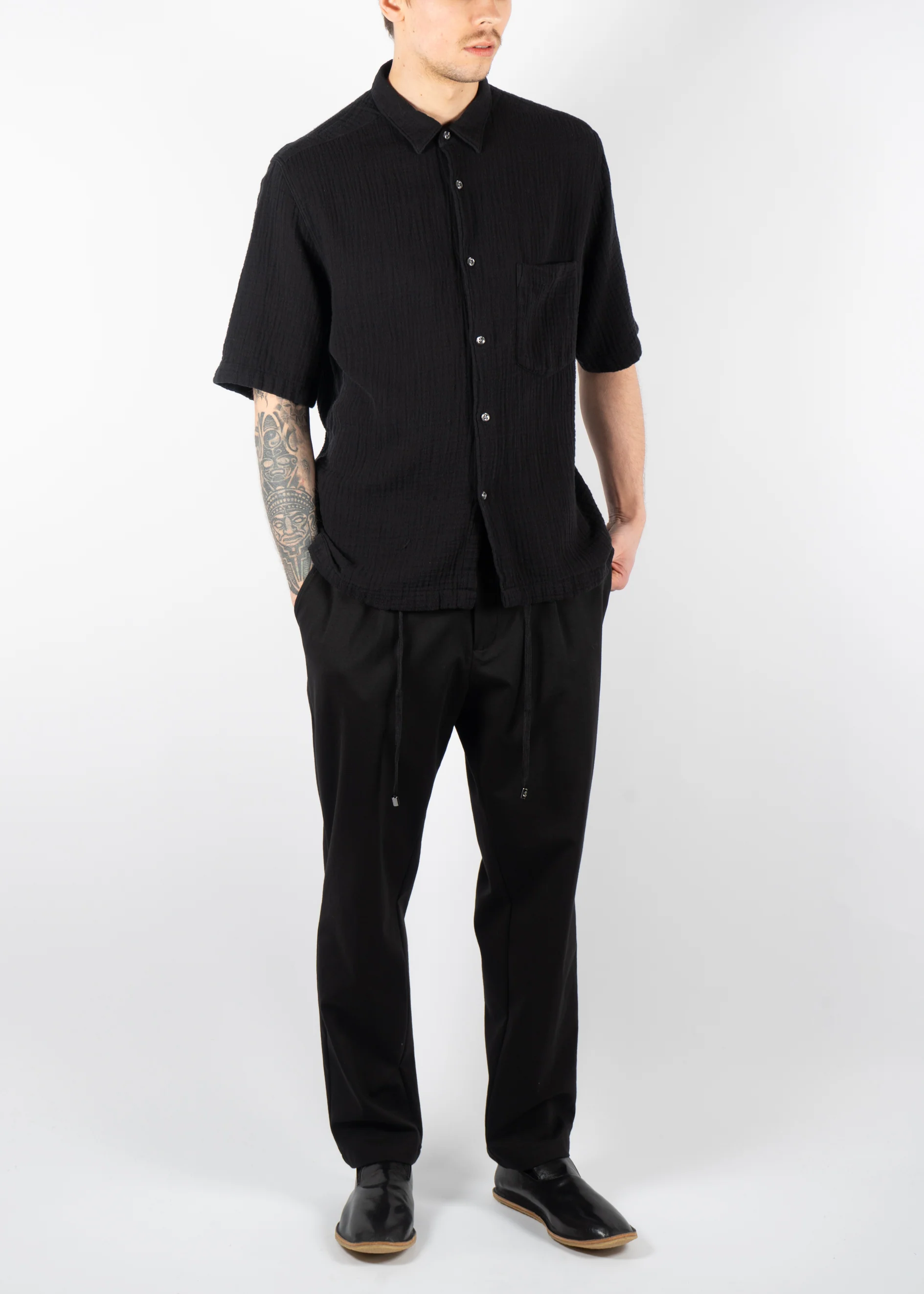 Reg Fit City Crepe Shirt Black - Image 5