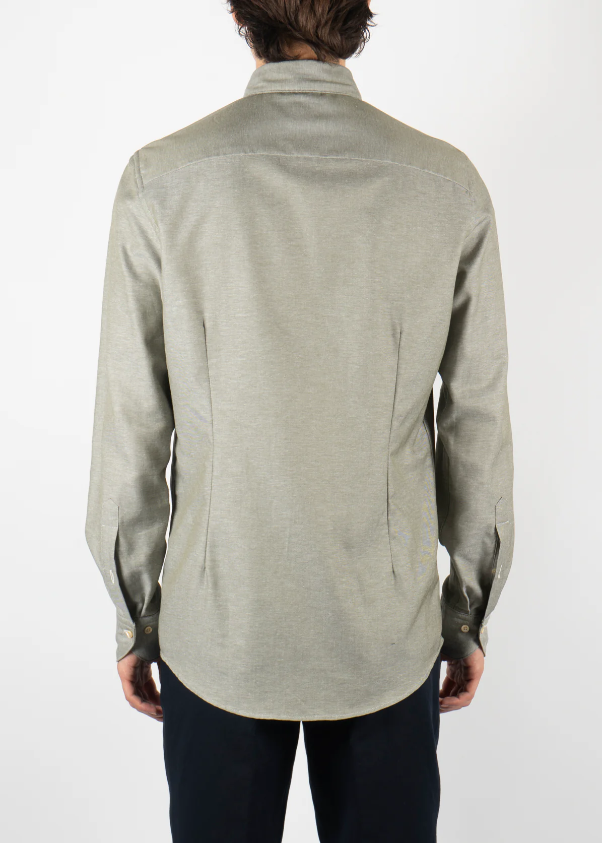 Slim Twill Pocket Shirt Olive - Image 3