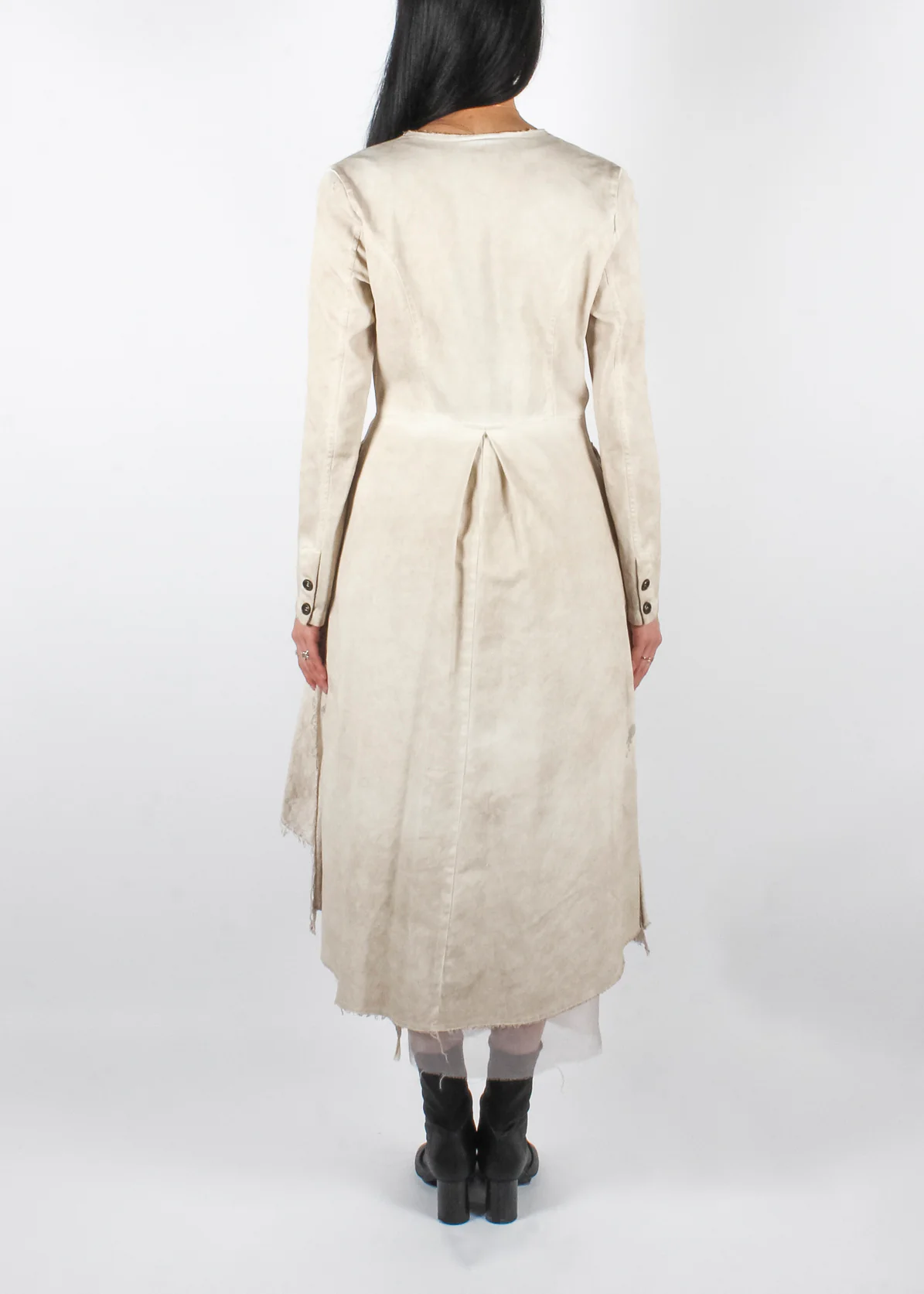 SM68 Long Cotton Linen Jacket Dark Grey - Image 3