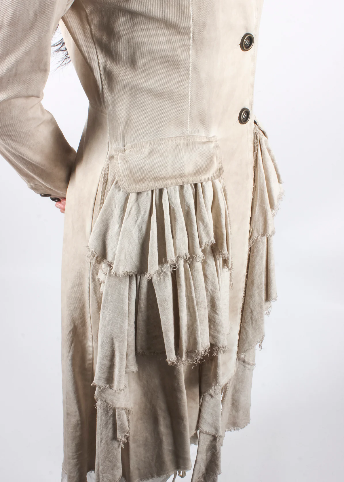 SM68 Long Cotton Linen Jacket Dark Grey - Image 4