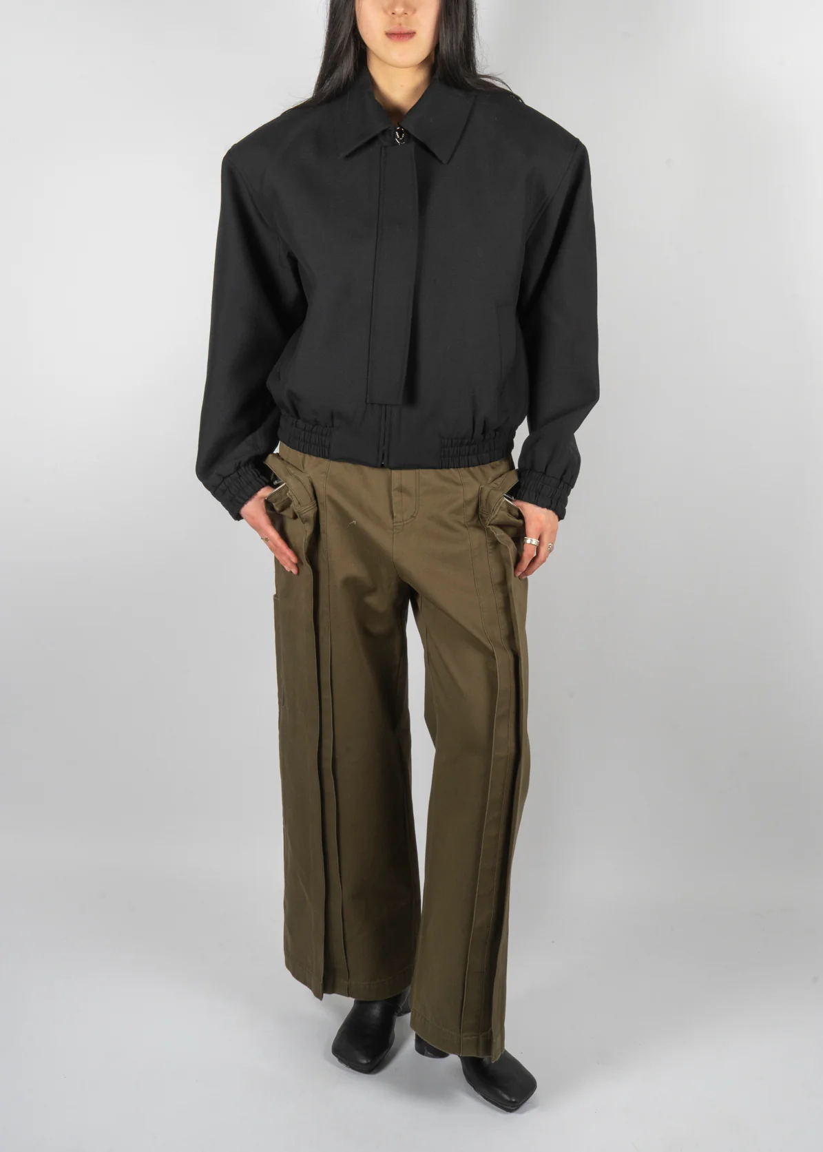 Zip Shoulder Jacket Black - Image 4